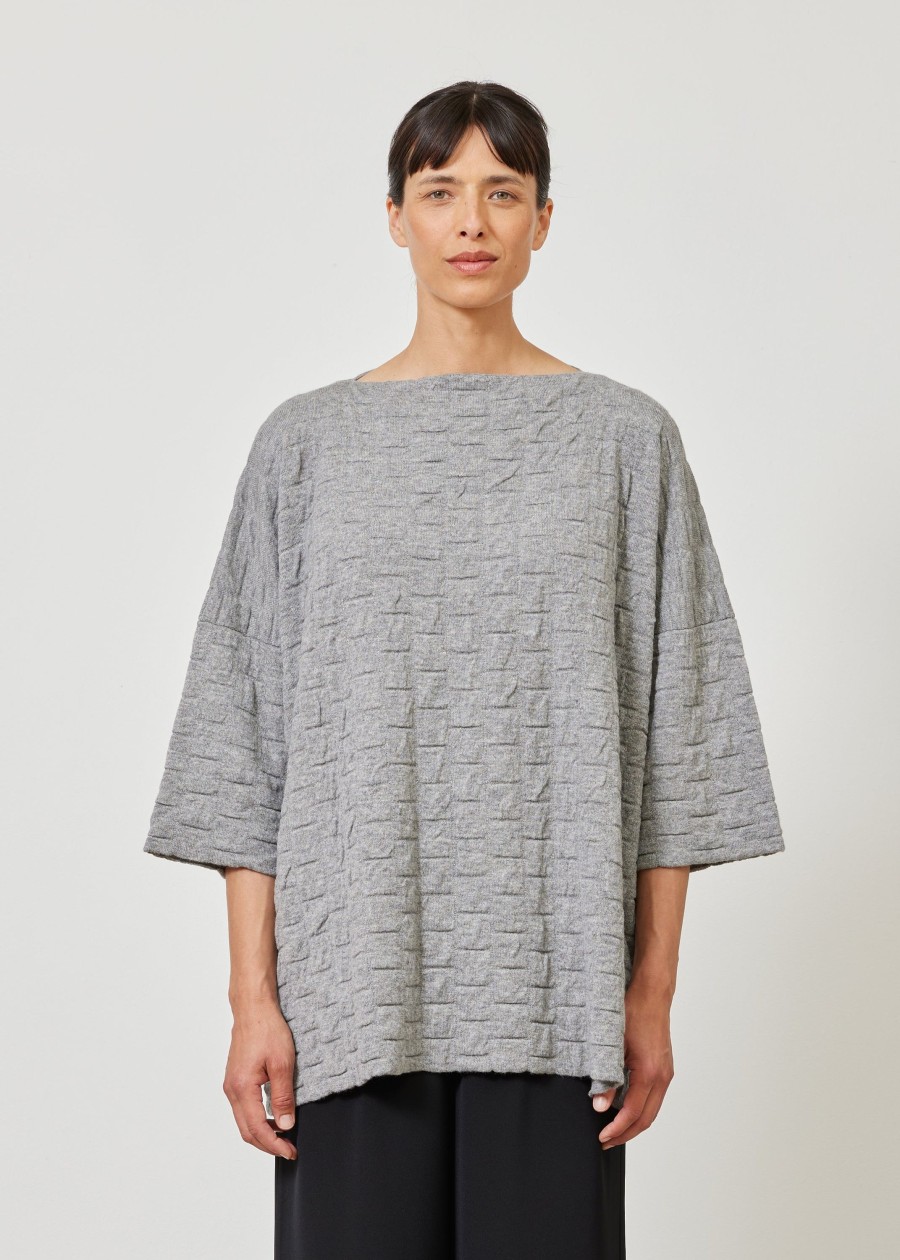 Women Eskandar | Square 3/4 Sleeve Sweater-Long Greysmoke