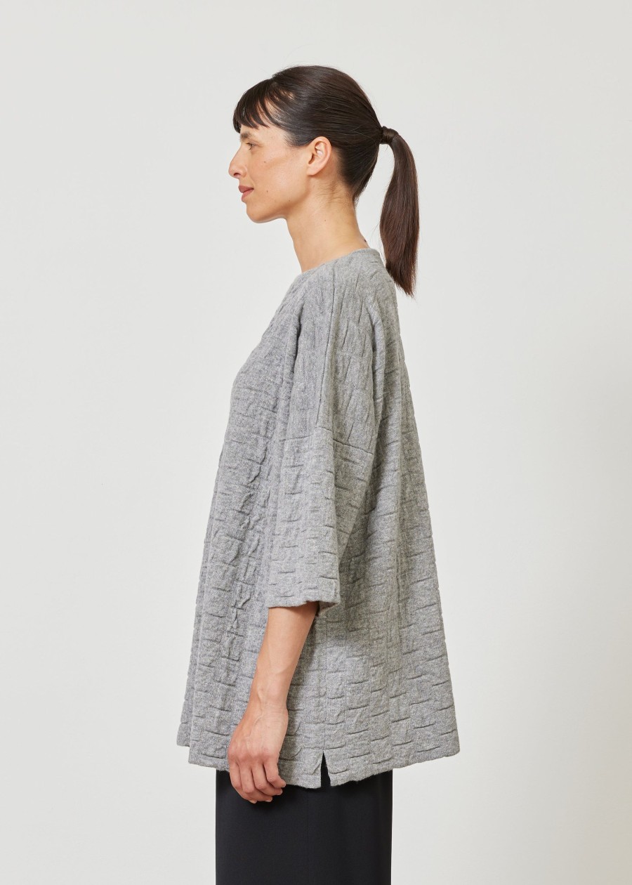 Women Eskandar | Square 3/4 Sleeve Sweater-Long Greysmoke