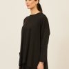 Women Eskandar | One Pocket Angle-To-Front Round Neck T-Shirt-Long Black