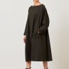 Women Eskandar | Side Panelled Scoop Neck Dress Darkmoss