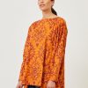 Women Eskandar | Wide Slim Sleeve Slash Neck Jersey T-Shirt-Long Orange