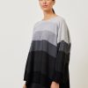 Women Eskandar | A-Line Bateau Neck Ombre Stripe Sweater-Long Grey