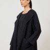 Women Eskandar | Knitted Jacket Coat Cardigan-Mid Plus Black/Coal