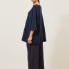 Women Eskandar | Square 3/4 Sleeve Sweater-Long Navy