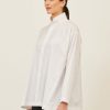 Women Eskandar | Side Panelled Shirt With Double Stand Collar-Long White