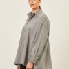 Women Eskandar | Wide A-Line Shirt With Collar-Long Greysilver