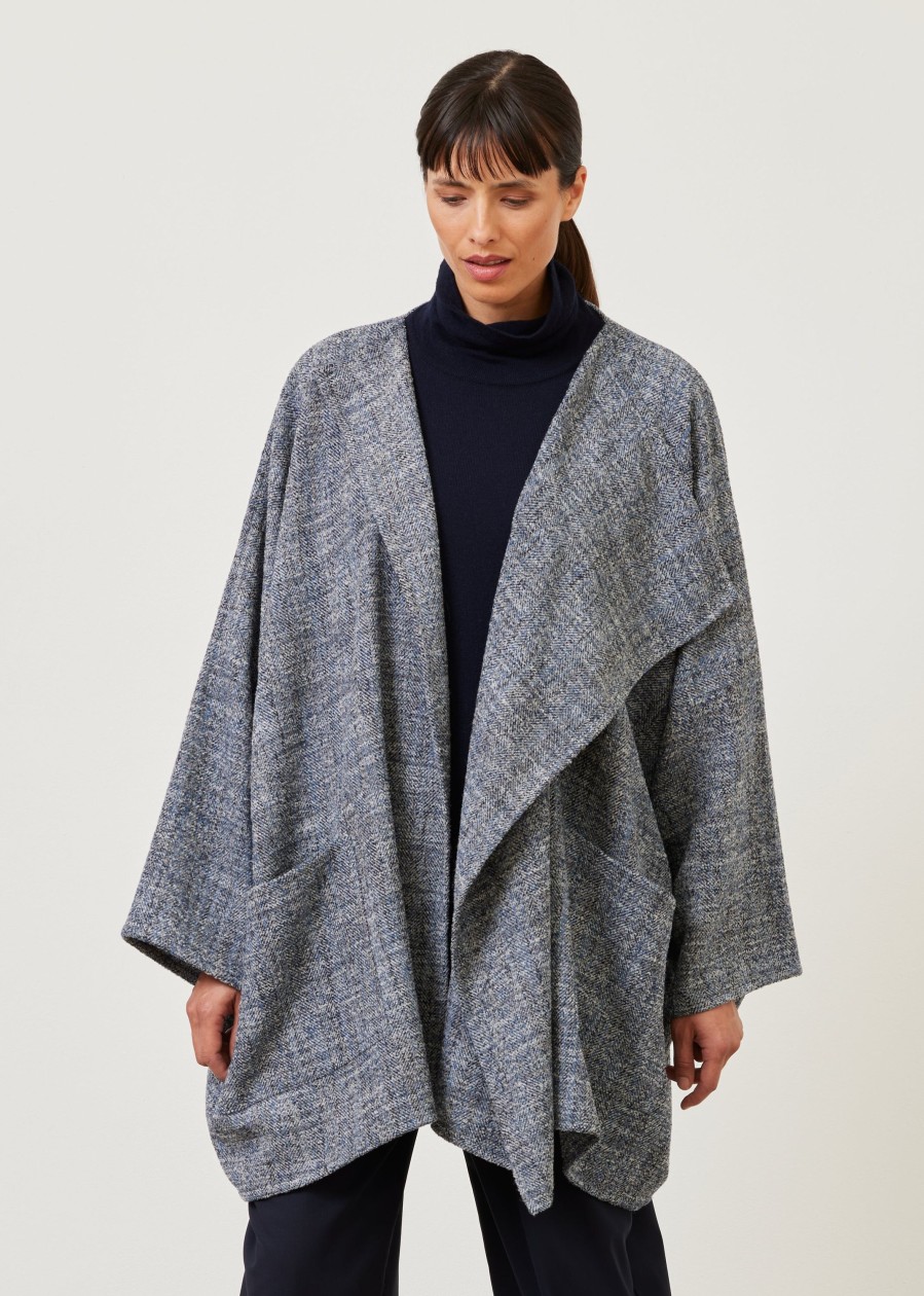 Women Eskandar | Jacket Coat-Long Plus Bluemix