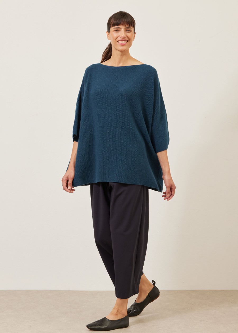 Women Eskandar | Square 3/4 Sleeve Sweater-Long Tealdark