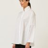 Women Eskandar | Chinese Imperial Shirt With Chinese Collar-Long White