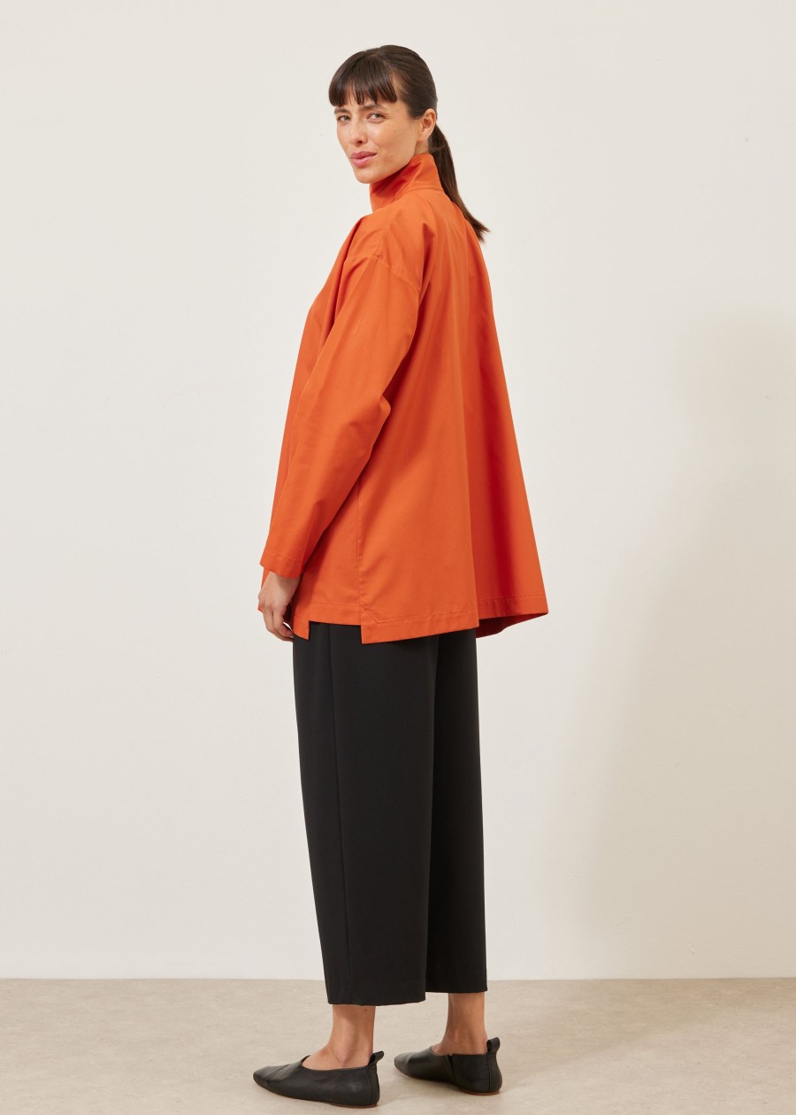 Women Eskandar | Slim A-Line Two Collar Shirt With Stepped Insert-Long Burntorange