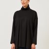 Women Eskandar | A-Line Long Sleeve Scrunch Neck-Long Black