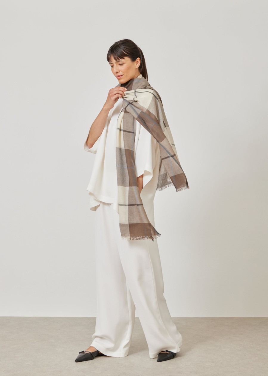 Women Eskandar | Tartan Check Scarf Falcon