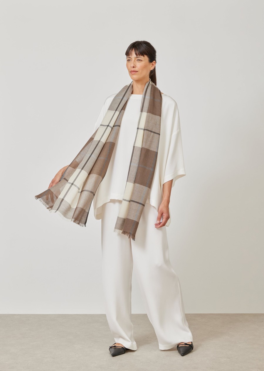 Women Eskandar | Tartan Check Scarf Falcon