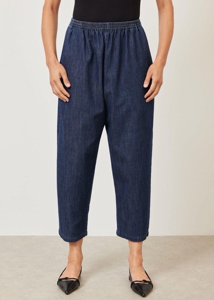 Women Eskandar | Denim Japanese Trouser Jeandark