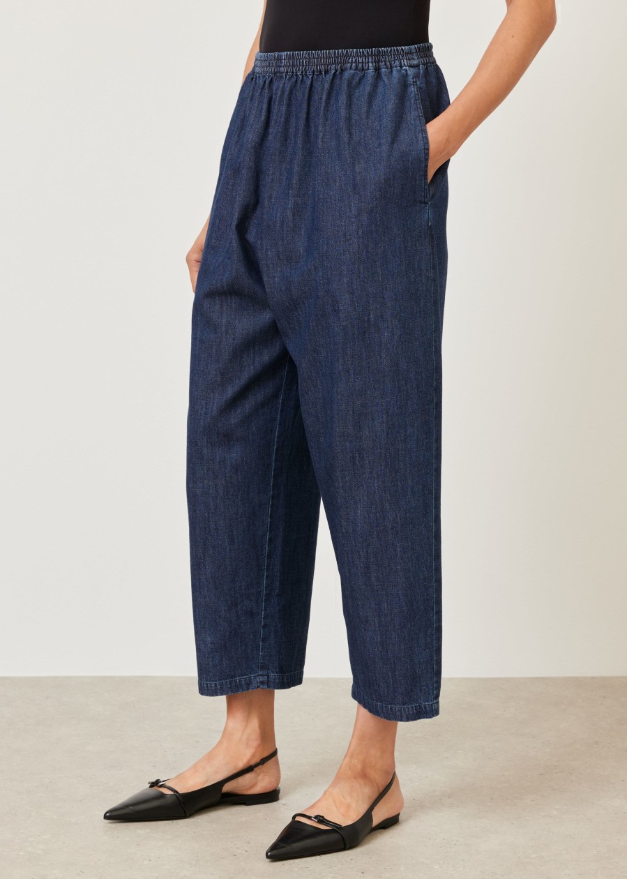 Women Eskandar | Denim Japanese Trouser Jeandark