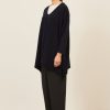 Women Eskandar | A-Line V-Neck Sweater-Long Plus Navydark