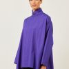 Women Eskandar | Side Panelled Shirt With Double Stand Collar-Long Purple