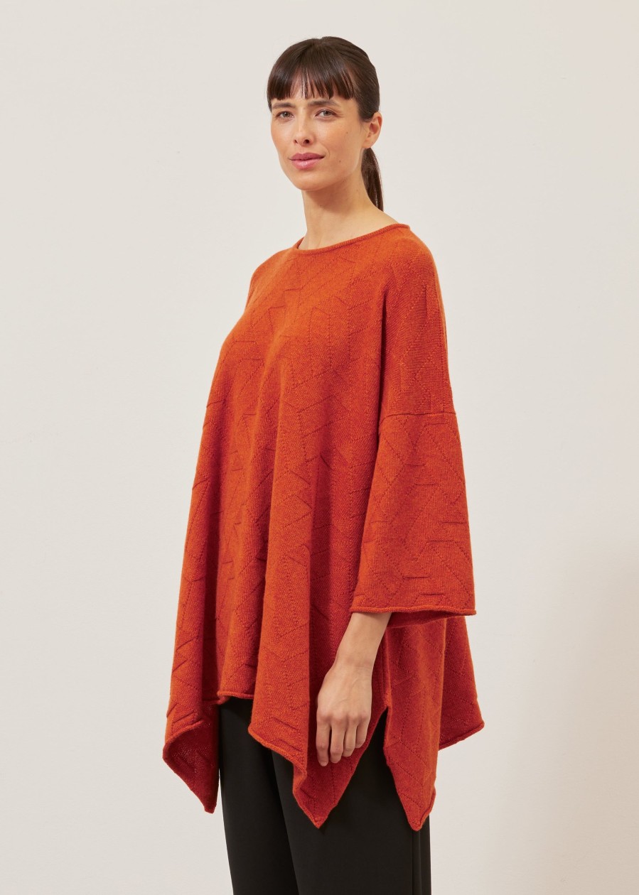 Women Eskandar | 3/4 Sleeve Dps Bateau Neck Sweater-Mid Plus Burntorange