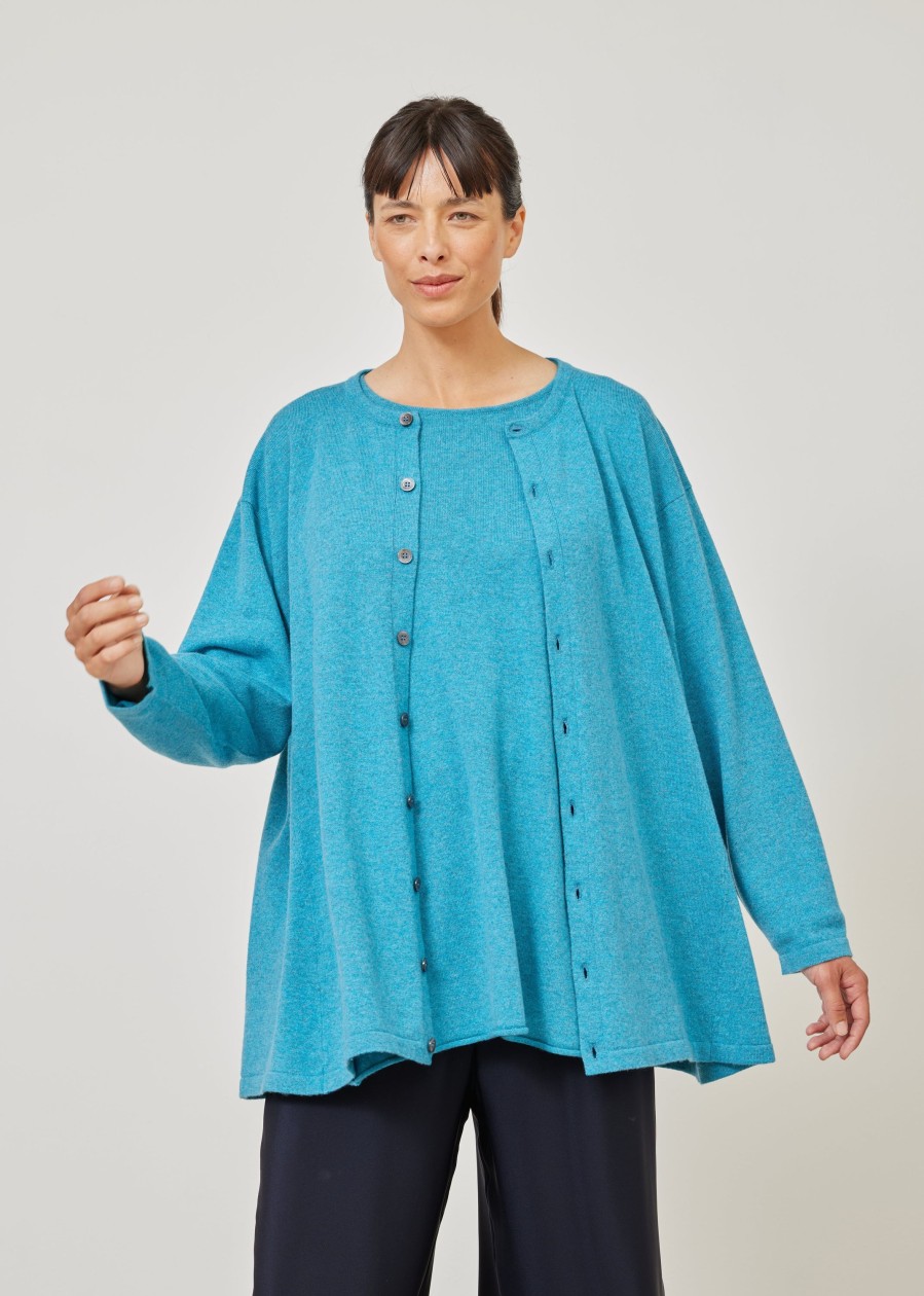 Women Eskandar | Side Panelled Knit Cardigan-Long Darkturquoise