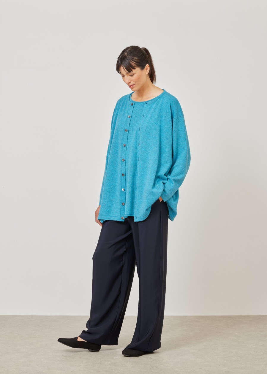 Women Eskandar | Side Panelled Knit Cardigan-Long Darkturquoise