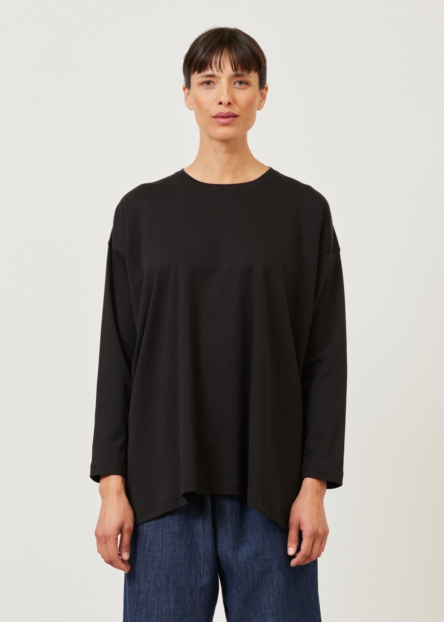 Women Eskandar | A-Line Long Sleeve Round Neck-Long Black