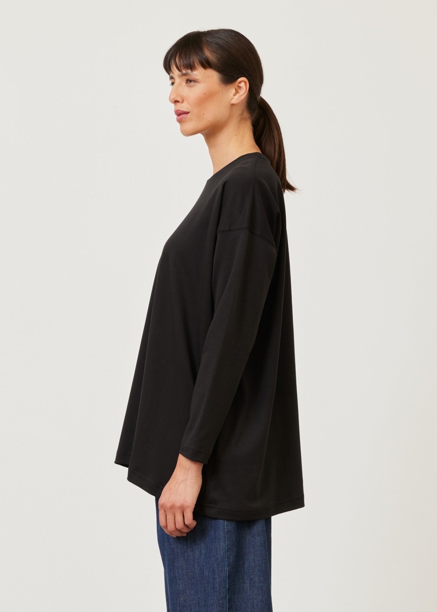 Women Eskandar | A-Line Long Sleeve Round Neck-Long Black