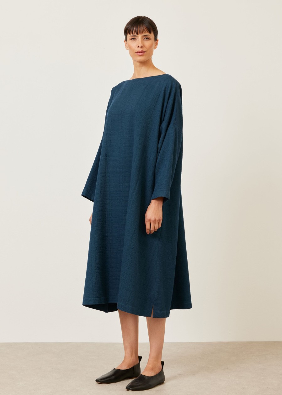 Women Eskandar | Imperial Scoop Neck Dress Darkteal