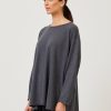 Women Eskandar | Side Panelled A-Line Bateau Neck Sweater-Long Titanium