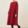 Women Eskandar | Imperial Scoop Neck Dress Tibetan Red