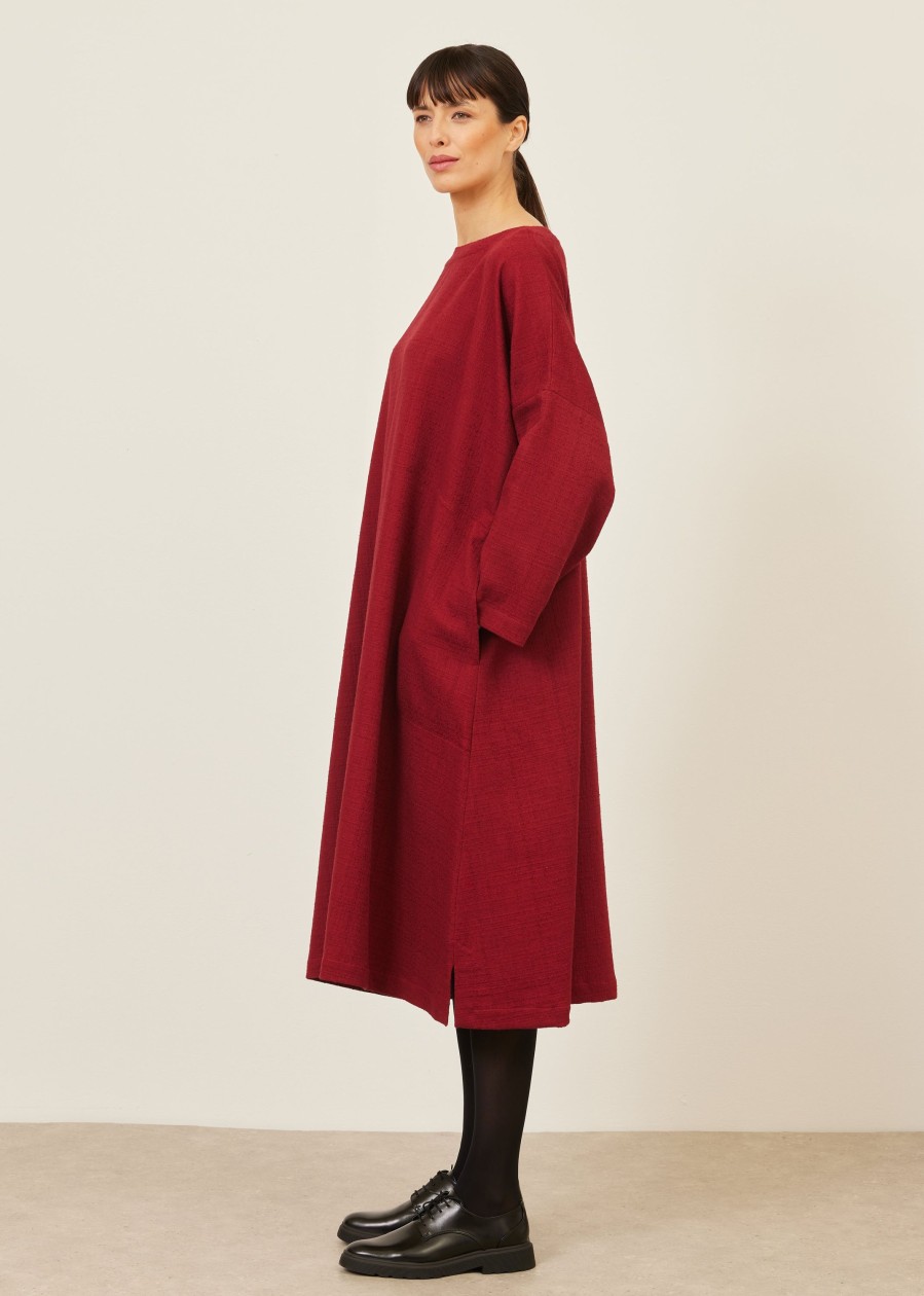 Women Eskandar | Imperial Scoop Neck Dress Tibetan Red