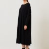 Women Eskandar | Side Panelled A-Line Bateau Neck Knit Dress Black