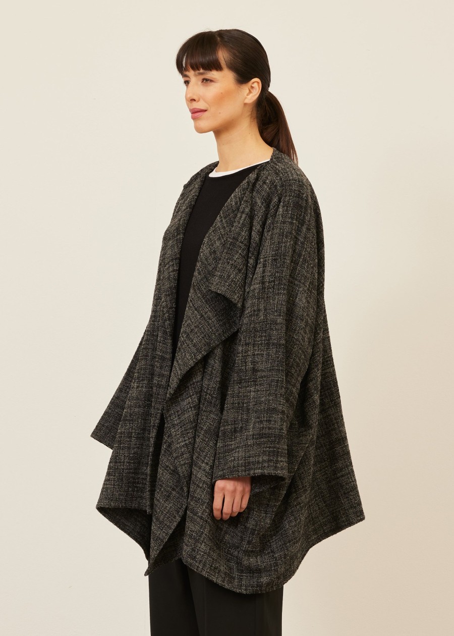 Women Eskandar | Jacket Coat-Long Plus Greymix