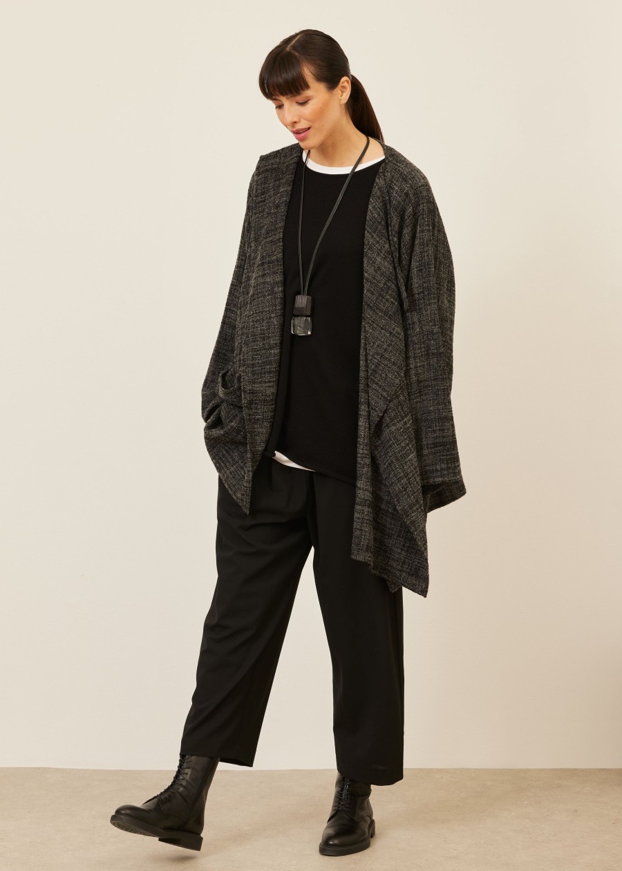 Women Eskandar | Jacket Coat-Long Plus Greymix