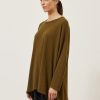 Women Eskandar | Smaller Front Larger Back Round Neck Sweater-Long Greenbronze