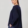 Women Eskandar | A-Line Bateau Neck Sweater-Long Dark Navydark