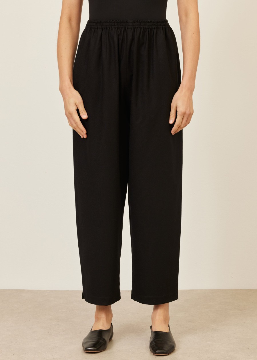 Women Eskandar | Longer Japanese Trouser With Ankle Slits Black