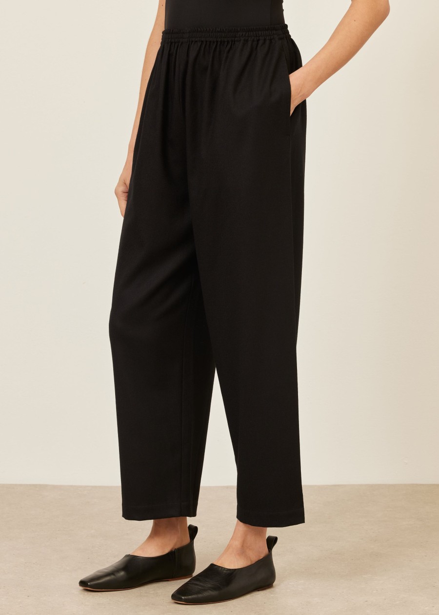 Women Eskandar | Longer Japanese Trouser With Ankle Slits Black