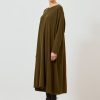 Women Eskandar | Side Panelled A-Line Bateau Neck Knit Dress Greenbronze