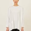 Women Eskandar | One Pocket Angle-To-Front Round Neck T-Shirt-Long White