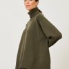 Women Eskandar | Panelled A-Line Roll Neck Cashmere Sweater-Mid Plus Loden