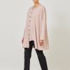 Women Eskandar | Side Panelled Knit Cardigan-Long Plus Rosepowder