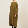 Women Eskandar | Wide A-Line Scoop Neck Dress Greenbronze