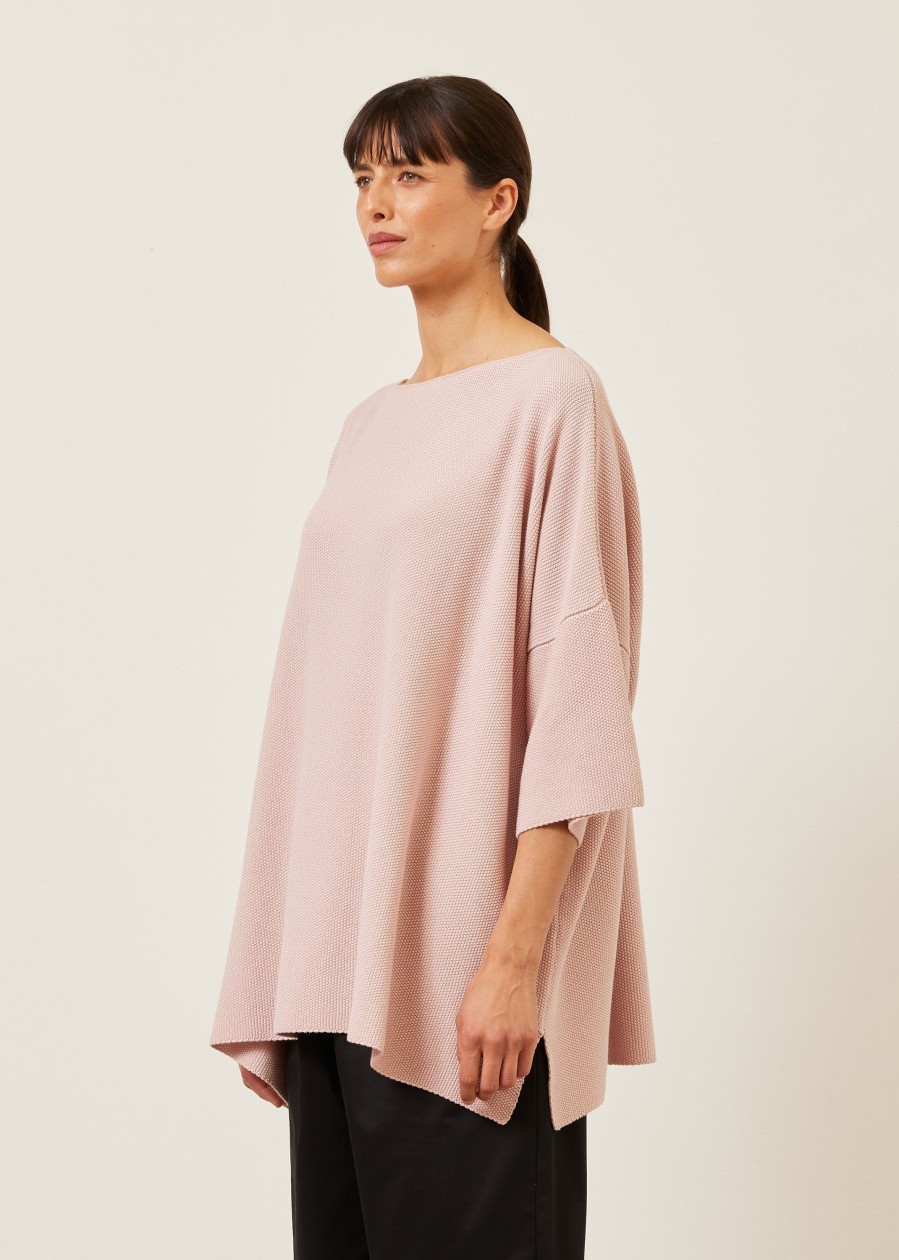 Women Eskandar | Square 3/4 Sleeve Sweater-Long Rosepowder