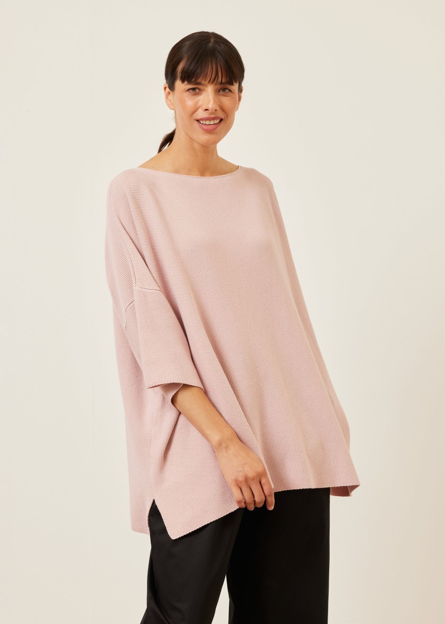 Women Eskandar | Square 3/4 Sleeve Sweater-Long Rosepowder