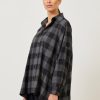 Women Eskandar | Large Plaid Wide Shirt With Collar (Long) Greyplaid