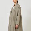 Women Eskandar | A-Line Scrunch Shawl Collar Knit Cardigan-Long Plus Thymelight