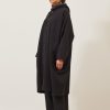 Women Eskandar | Wide Hooded Buttoned Coat-3/4 Length Black