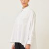 Women Eskandar | Smaller Front Larger Back Shirt With Collar And Bib Front-Mid Plus White