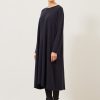 Women Eskandar | Side Panelled A-Line Bateau Neck Knit Dress Midnight