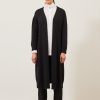 Women Eskandar | Knitted A-Line Cardigan Coat Black